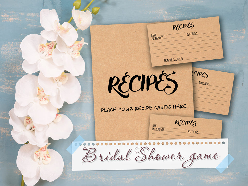 Recipe Cards with Sign. Write Down a Recipe . Bridal Shower Recipe Cards . Instant Download . Printable . Bridal Shower Games. Unique Games.