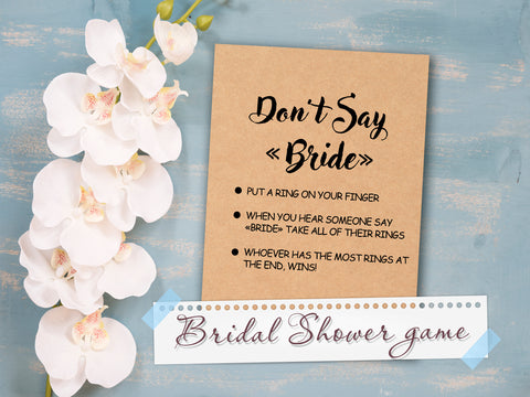 Dont Say Bride Ring Game Bridal Shower Games - Put A Ring On It - Dont Say Wedding Ring Game - Don't say Bride Game - Instant Download!