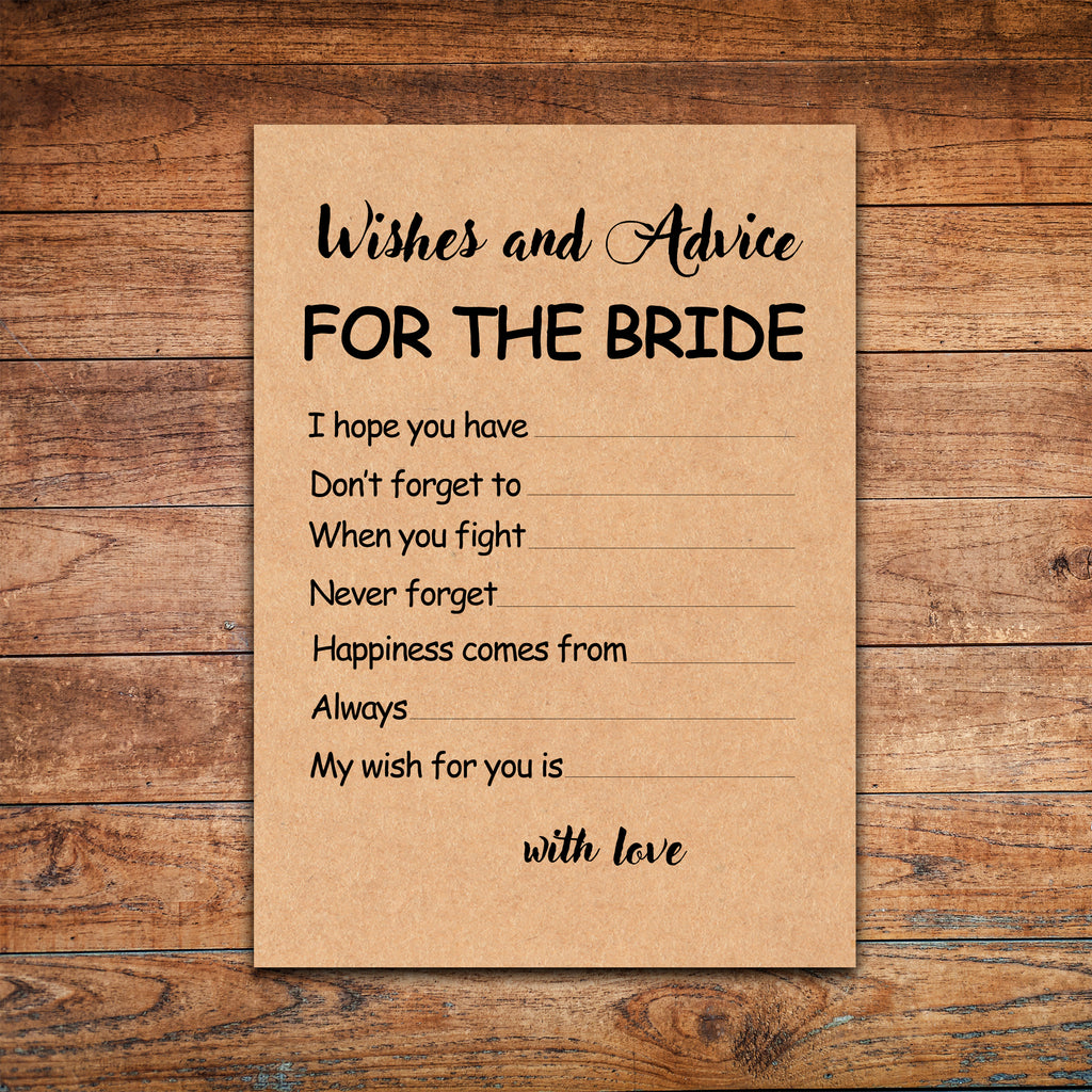 Advice And Wishes For The Bride . Bridal shower game Wedding shower Advice For The Bride To Be Wishes For The New Bride Instant Download