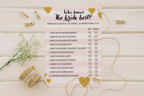 Who Knows The Bride Best Bridal Shower Game/Printable "How Well Do You Know The Bride?" bridal rustic game, Printable INSTANT DOWNLOAD!