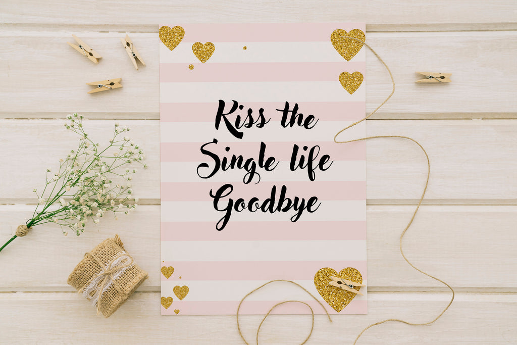 Kiss the miss goodbye Hen party sign Bachelorette party games Miss to Mrs sign Keepsake Wedding shower signs Parisian bridal shower download