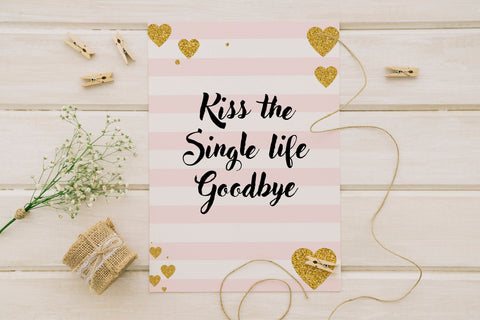 Kiss the miss goodbye Hen party sign Bachelorette party games Miss to Mrs sign Keepsake Wedding shower signs Parisian bridal shower download