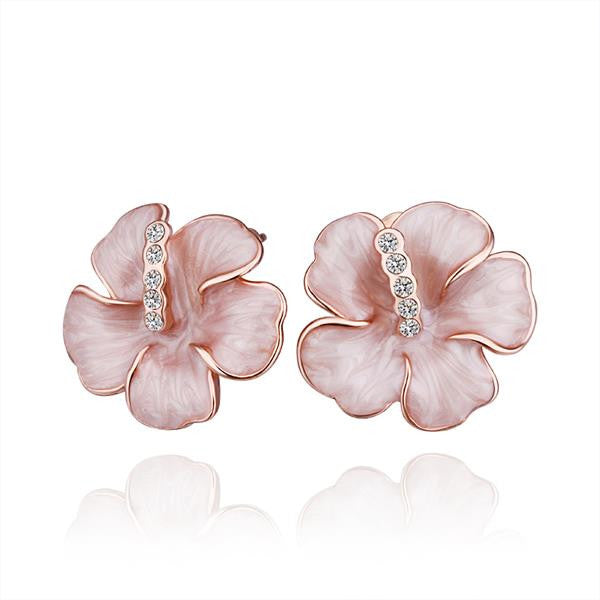 Swarovski Crystal 18K Rose Gold Plated Flower Stud Earrings for Womens