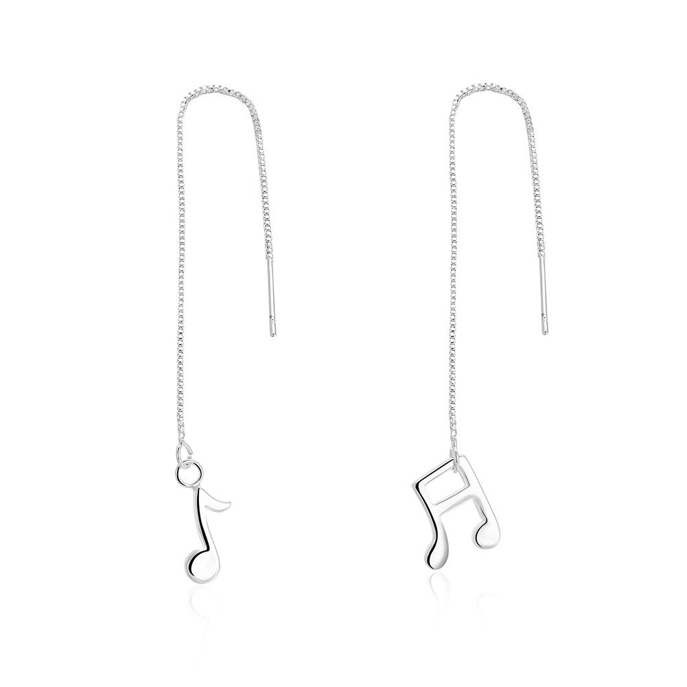 Musical Notes Earring in White Gold Plated