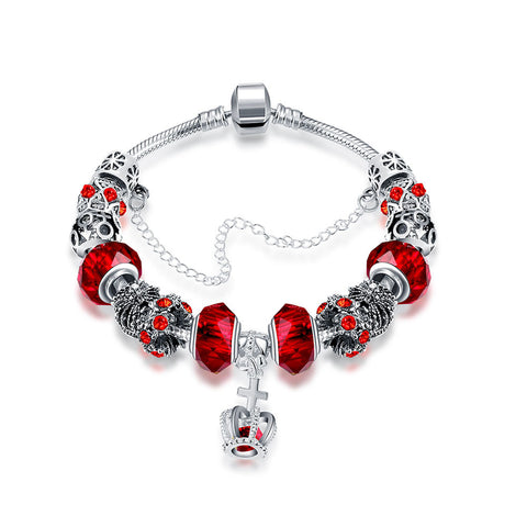 Royal Ruby Crown Jewel Pandora Inspired Bracelet Made with Swarovski Elements