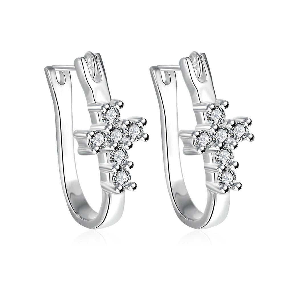 Swarovski Crystal Pave Cross Earring in White Gold Plated