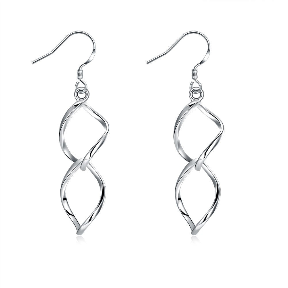 Twist Drop Earring in White Gold Plated