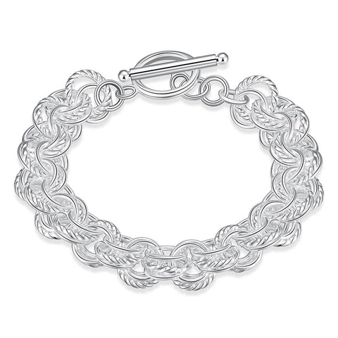 Linked Circles Bracelet in 18K White Gold Plated