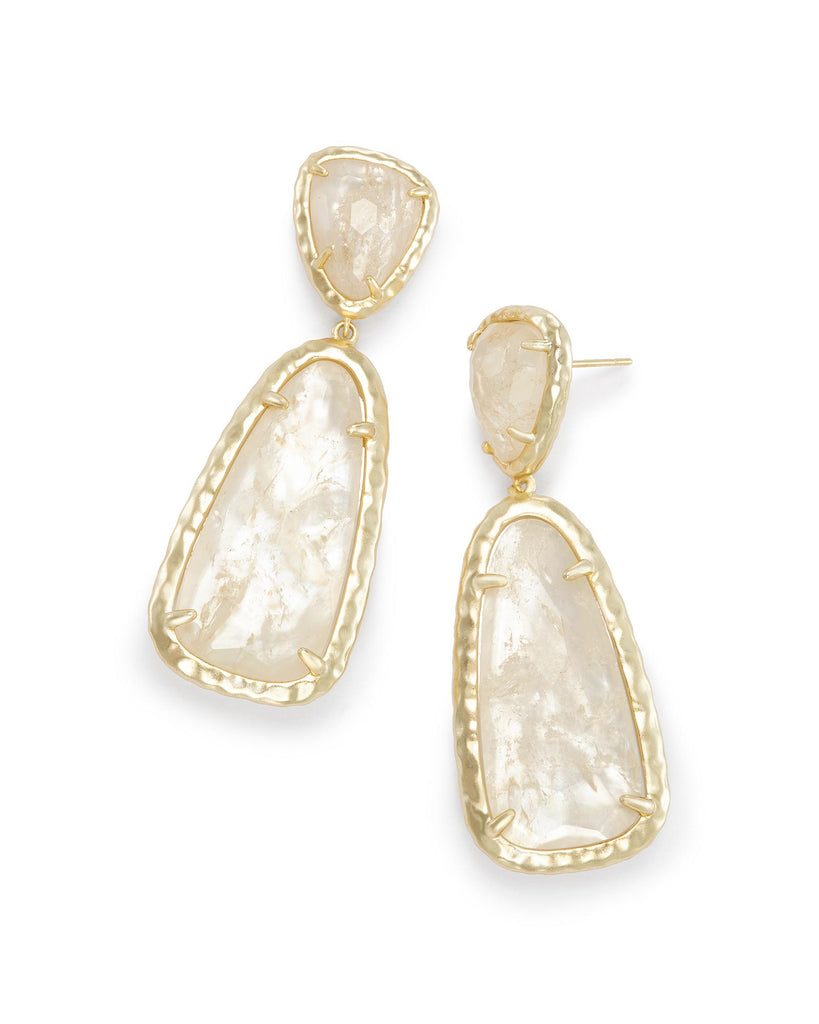 Made with Swarovski Crystal 18K Gold Filled Ivory Stone Drop Earrings