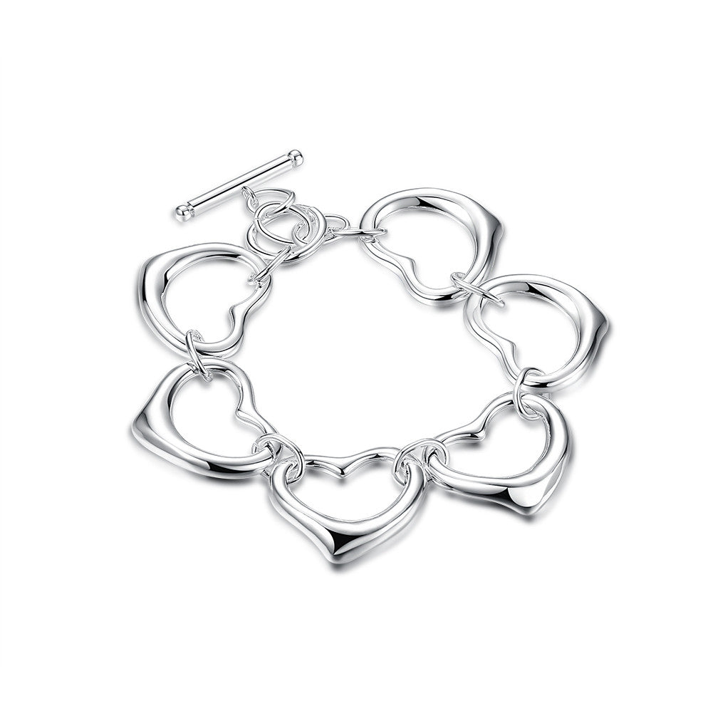 Hearts Bracelet in 18K White Gold Plated