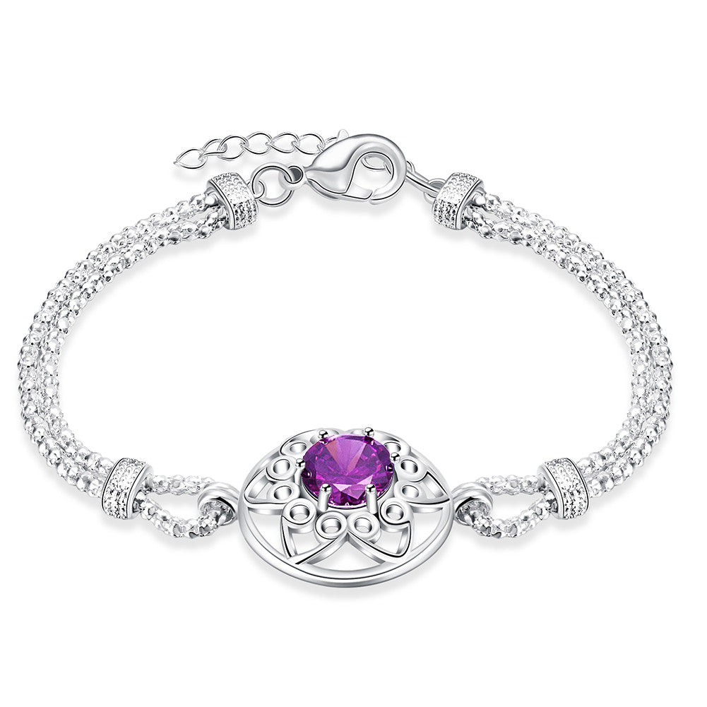 Swarovski Crystal Amethyst Centerstone Bracelet in 18K White Gold Plated