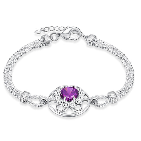 Swarovski Crystal Amethyst Centerstone Bracelet in 18K White Gold Plated