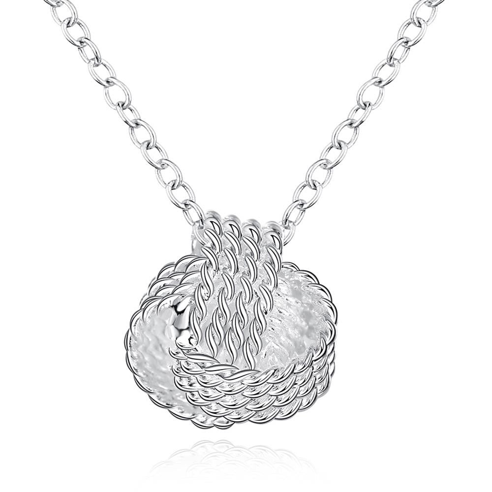 Mesh Ball Knot Necklace in 18K White Gold Plated