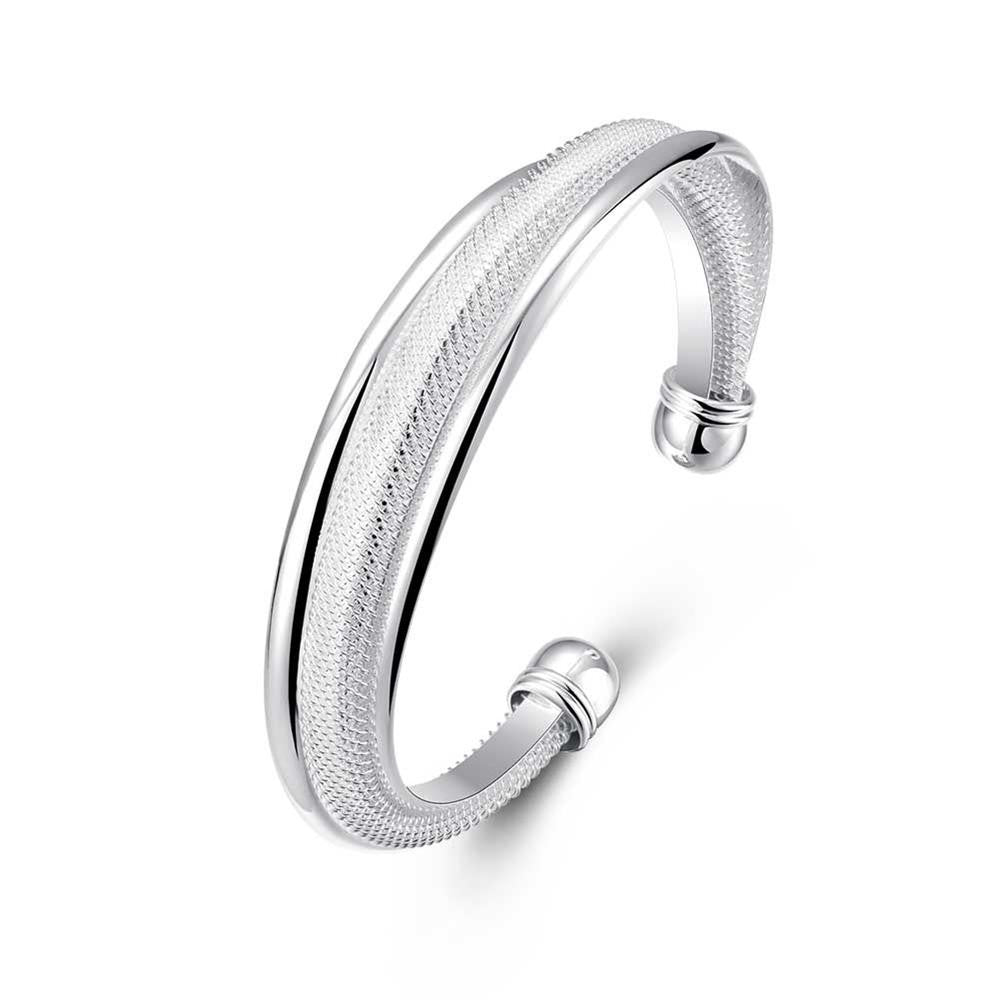 Double Layer Mesh Bangle in 18K White Gold Plated