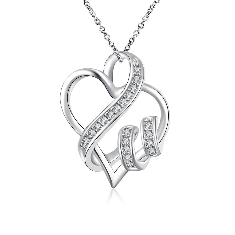 Swarovski Crystal I LOVE YOU Necklace in 18K White Gold Plated