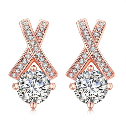 18K Rose Gold Plated Diamond Earring