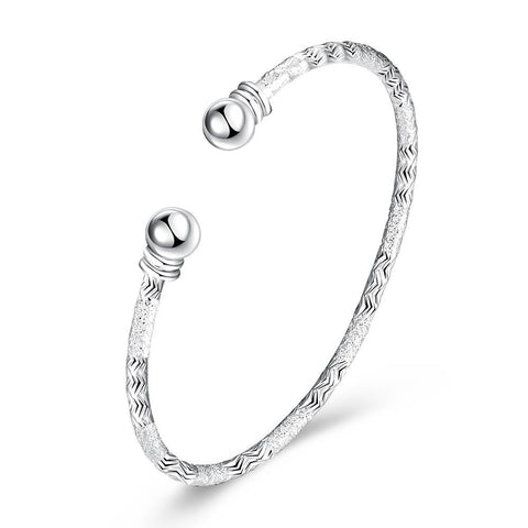 V Cut Adjustable Bangle in 18K White Gold Plated