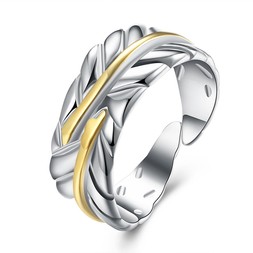 Leaf Ring Adjustable in White Gold Plated