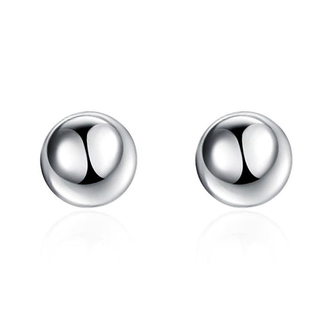 Ball Stud Pearl Earring in White Gold Plated