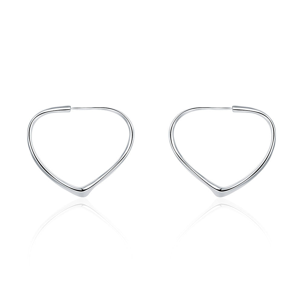 Heart Hoops Earring in White Gold Plated