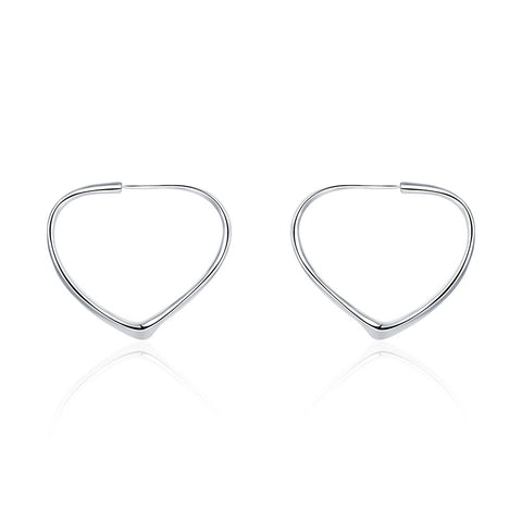 Heart Hoops Earring in White Gold Plated