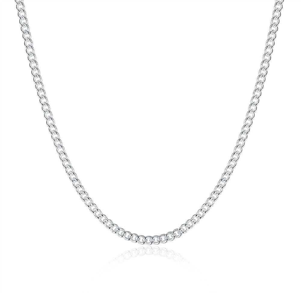 White Gold Plated Fiagro Chain / Cuban Chain Unisex