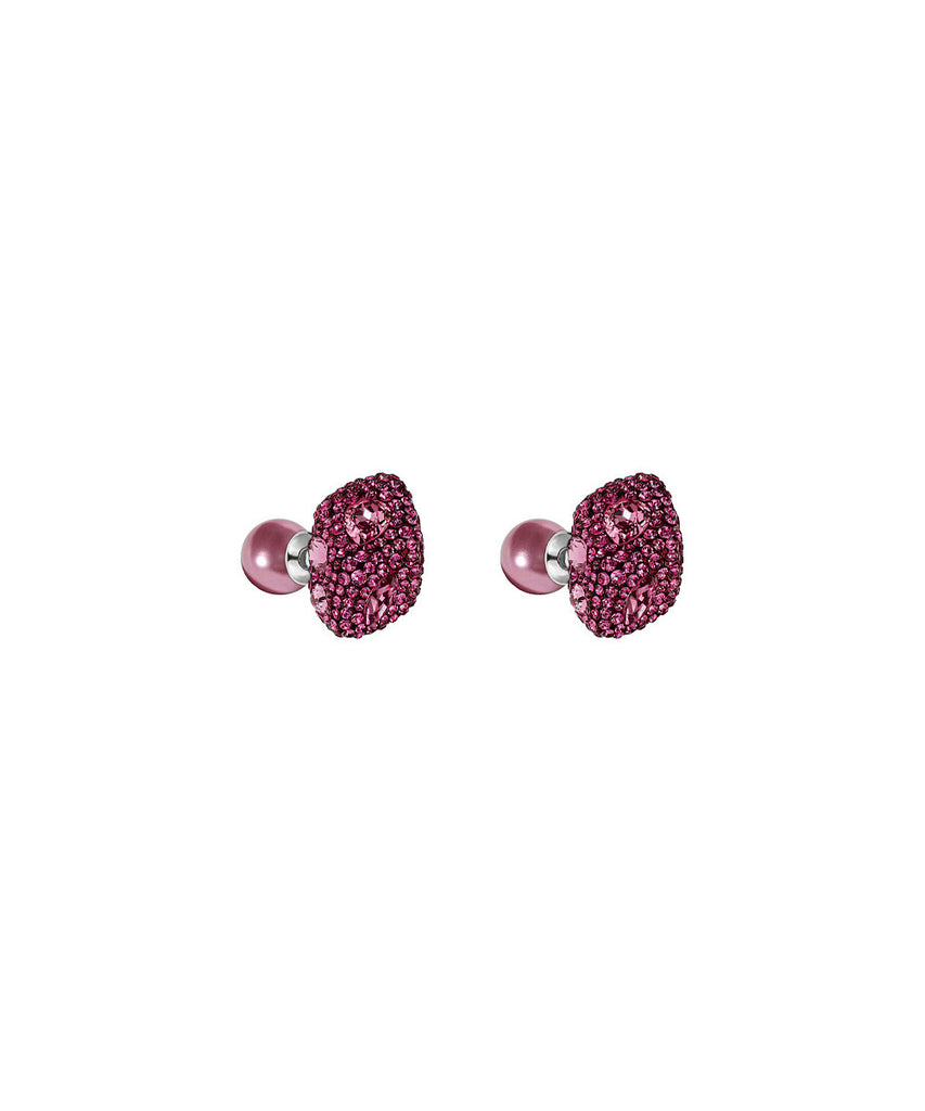 Made with Swarovski Crystal Double Stud Earring - Pink