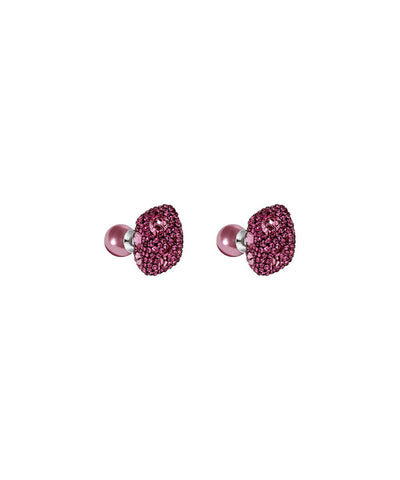 Made with Swarovski Crystal Double Stud Earring - Pink