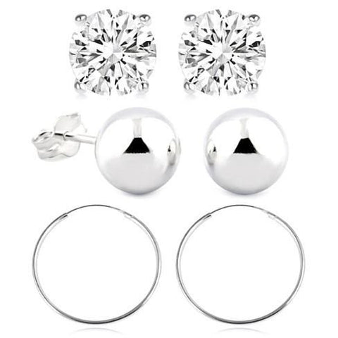 Sterling Silver Essential Ball and Hoop Earring Set