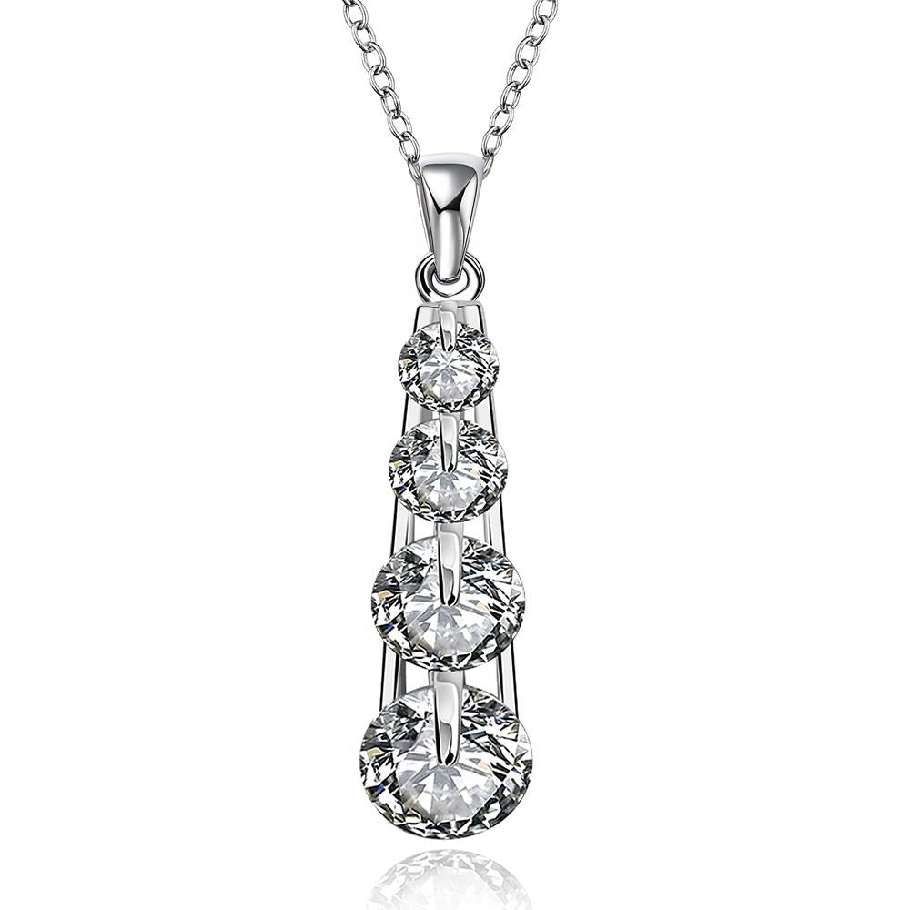 Swarovski Crystal 4 Stone Drop Necklace in 18K White Gold Plated