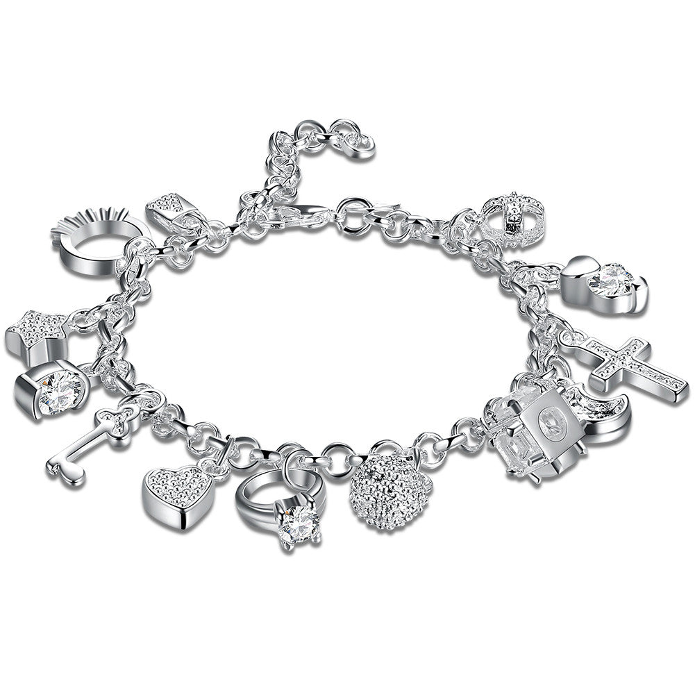 Swarovski Crystal Charms Bracelet in 18K White Gold Plated