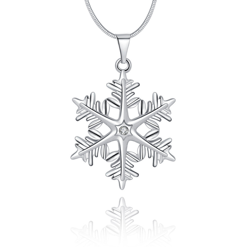 Snowflake Necklace in 18K White Gold Plated