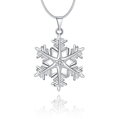 Snowflake Necklace in 18K White Gold Plated