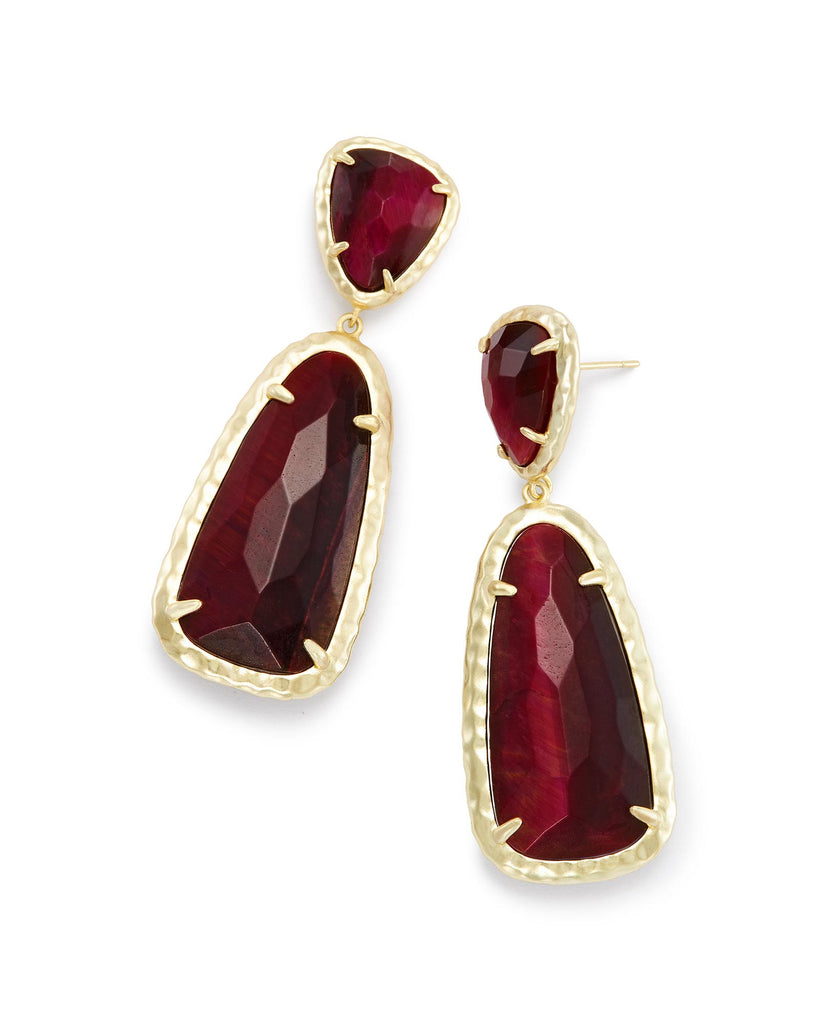 Made with Swarovski Crystal 18K Gold Filled Ruby Stone Drop Earrings