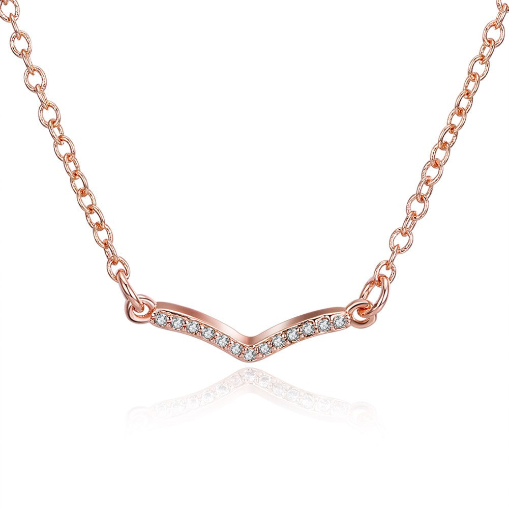 Swarovski Crystal 18K Rose Plated V Pave Necklace