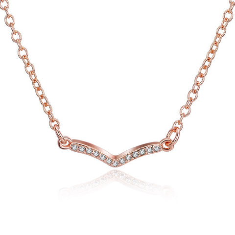 Swarovski Crystal 18K Rose Plated V Pave Necklace