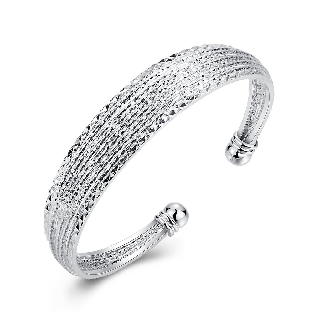 X Diamond Cut Bangle in 18K White Gold Plated