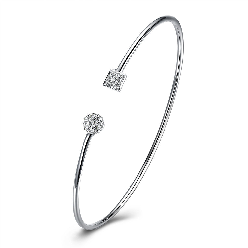 Swarovski Crystal Geo Adjustable Bangle in 18K White Gold Plated