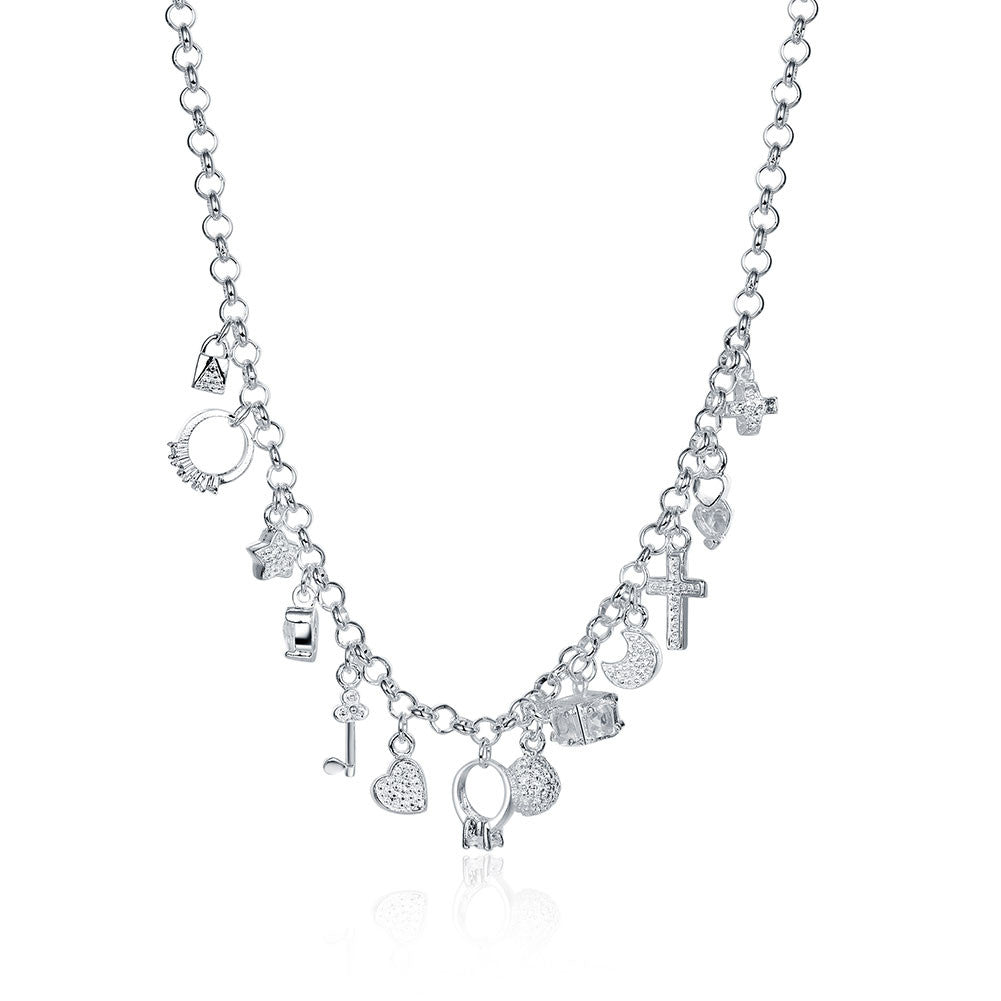 Swarovski Crystal Charms Necklace in 18K White Gold Plated