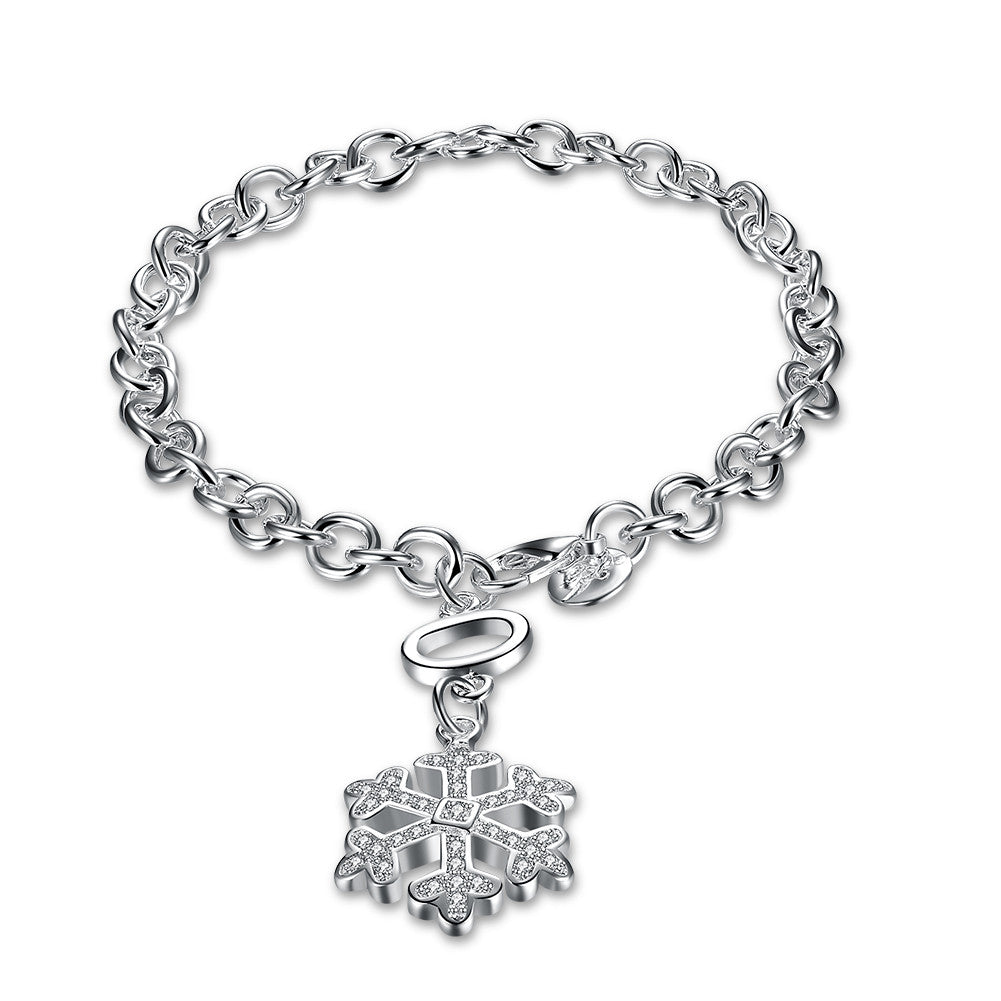 Swarovski Crystal Snowflake Bracelet in 18K White Gold Plated