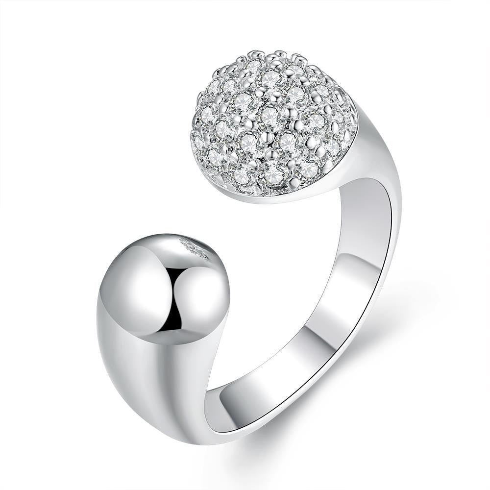 Pave in Swarovski Crystals Adjustable Ring in White Gold