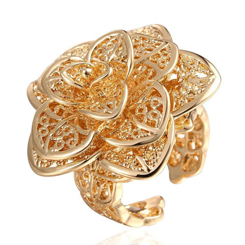 Gold Plated Multi- Floral Petals Adjustable Ring