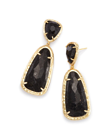 Made with Swarovski Crystal 18K Gold Filled Black Stone Drop Earrings