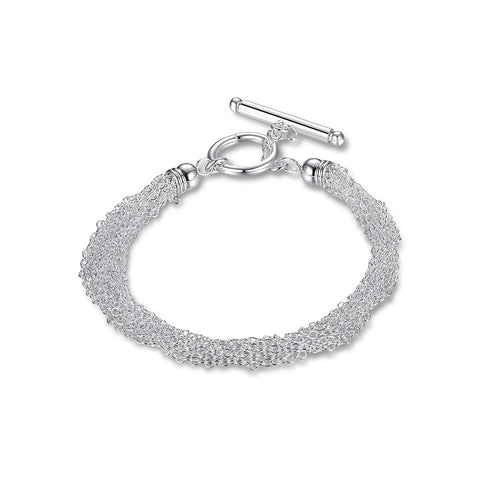 Link Chains Bracelet in 18K White Gold Plated