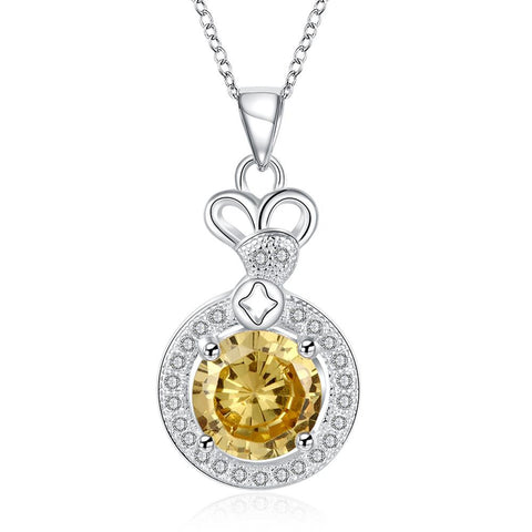 Swarovski Crystal Citrine 1.5 CTTW Necklace in 18K White Gold Plated