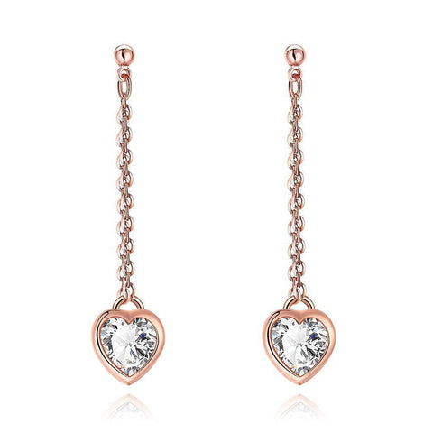 Heart Drop White Topaz Stud Earrings