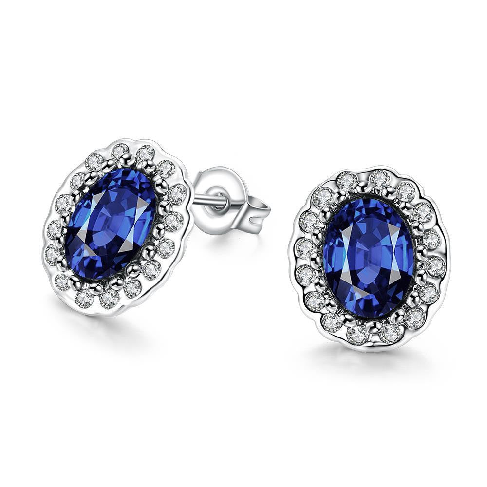 White Gold Plated Sapphire Studded Earrings