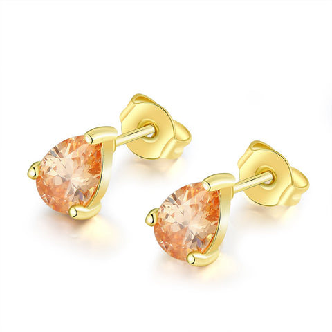 18K Gold Plated Citrine Pair Studed Earrings