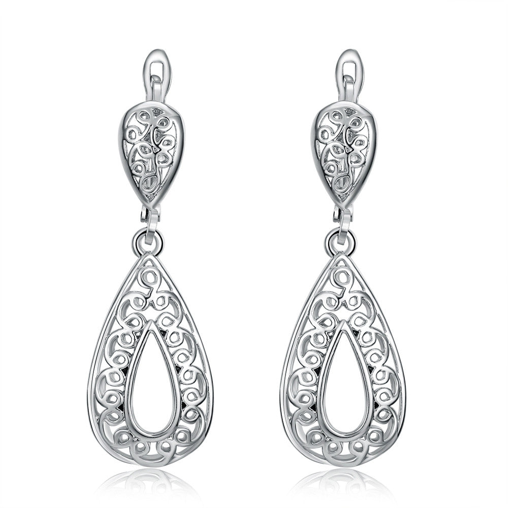 18K White Gold Plated Bohemian Style Drop Earrings