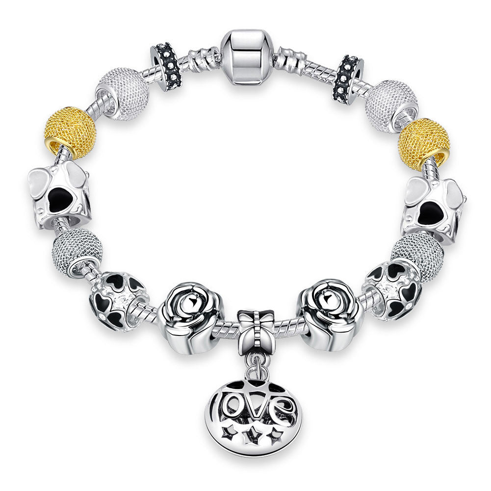 Golden Love Pandora Inspired Bracelet Made with Swarovski Elements